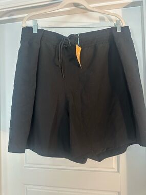 Kona Sol Black Women's Athletic Swim Shorts with Drawstring